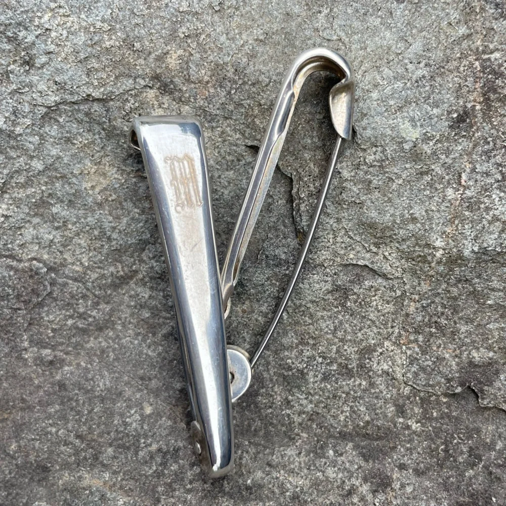 Vintage Sterling Monogram Diaper Pins Set